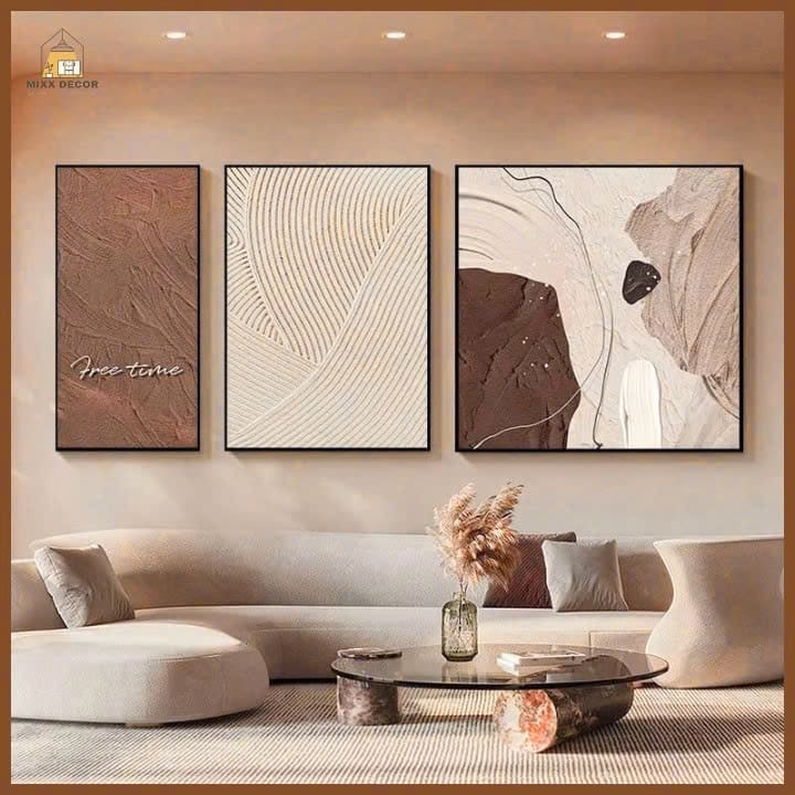 Tranh Trừu Tượng Ba Bức 3D Hiện Đại
